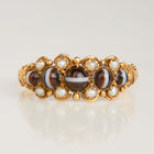 Victorian 1848 Banded Agate and Pearl Ring