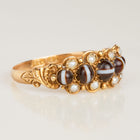 Victorian 1848 Banded Agate and Pearl Ring