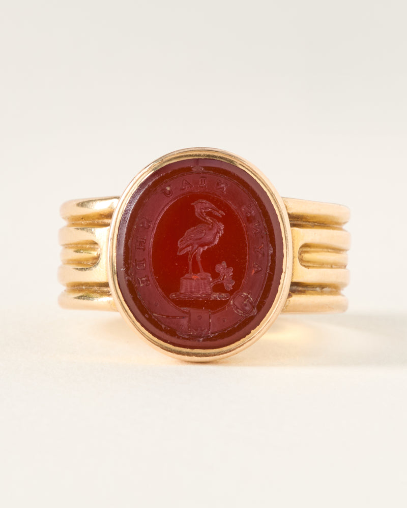 c. 1874 Carnelian Heron Signet Ring