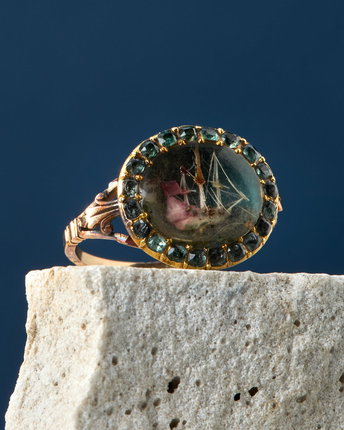 c. 1760 Micro Carved Ship Ring