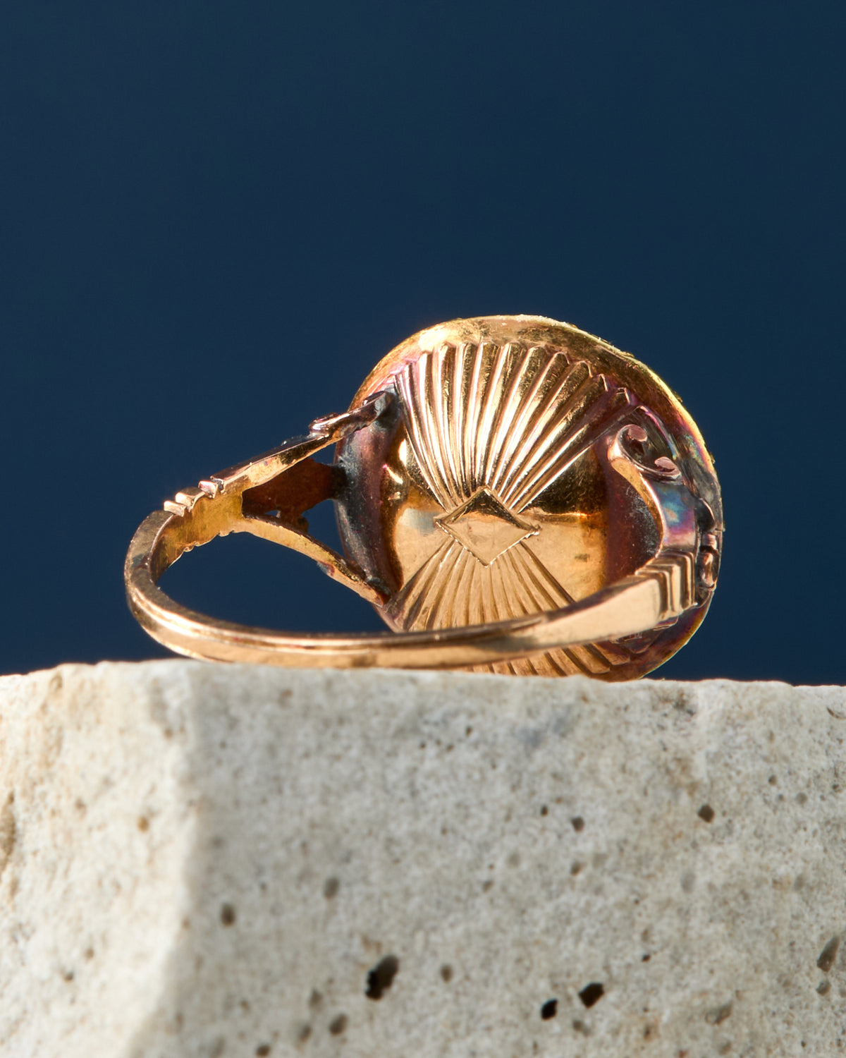 c. 1760 Micro Carved Ship Ring