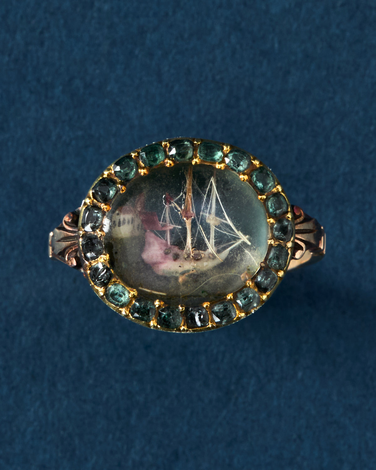 c. 1760 Micro Carved Ship Ring