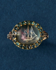 c. 1760 Micro Carved Ship Ring