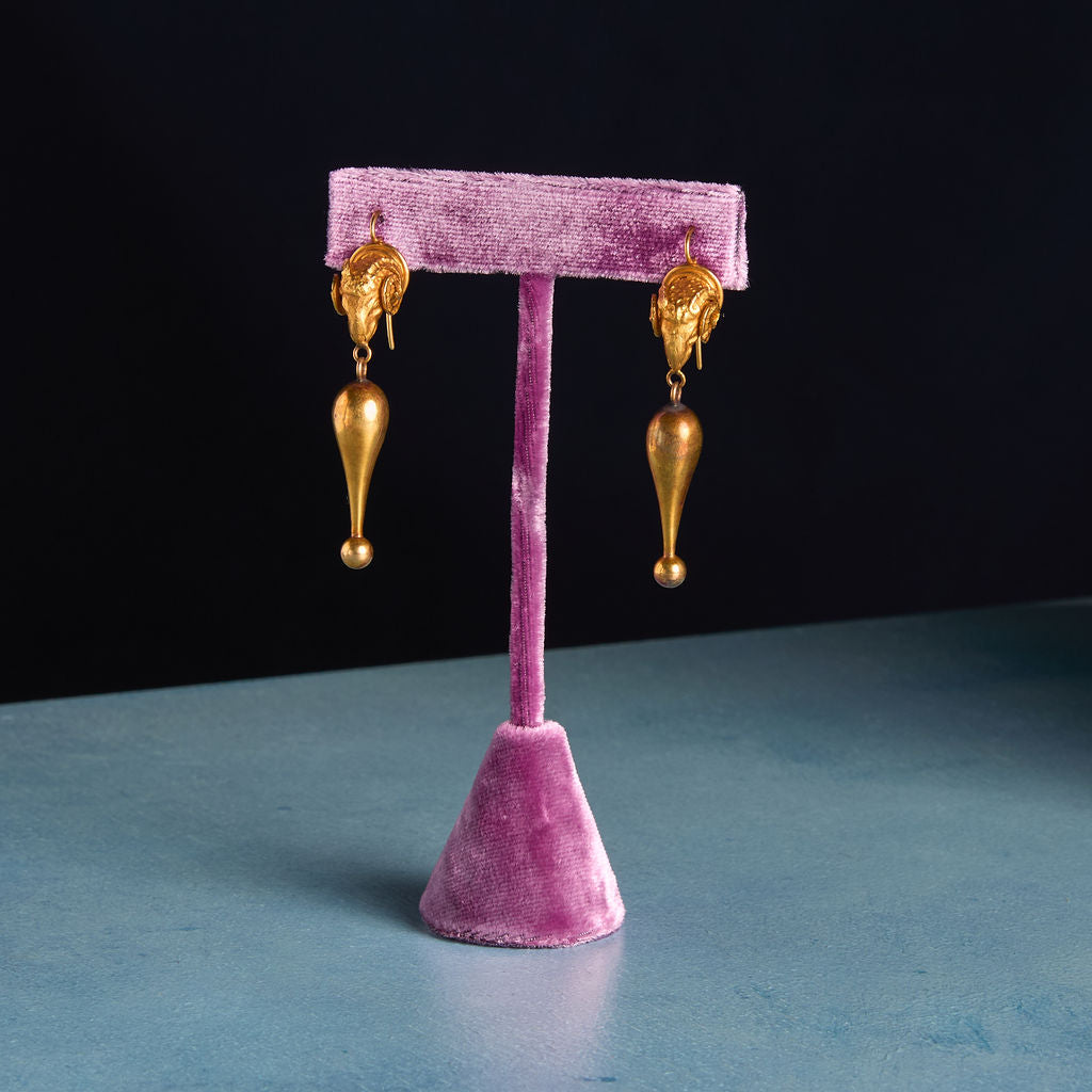 Etruscan Revival Ram Earrings